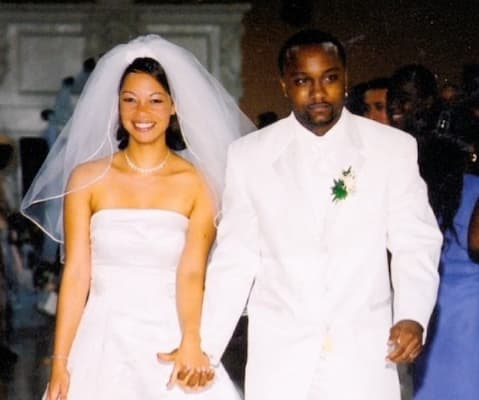 Frazier and her husband during their wedding